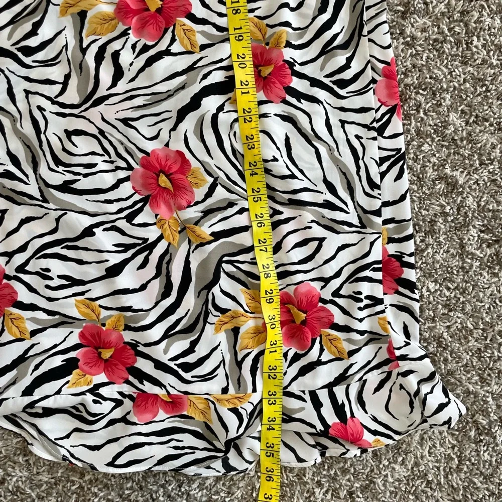 Anna S White Zebra Floral Tropical Hawaiian MIDI Skirt